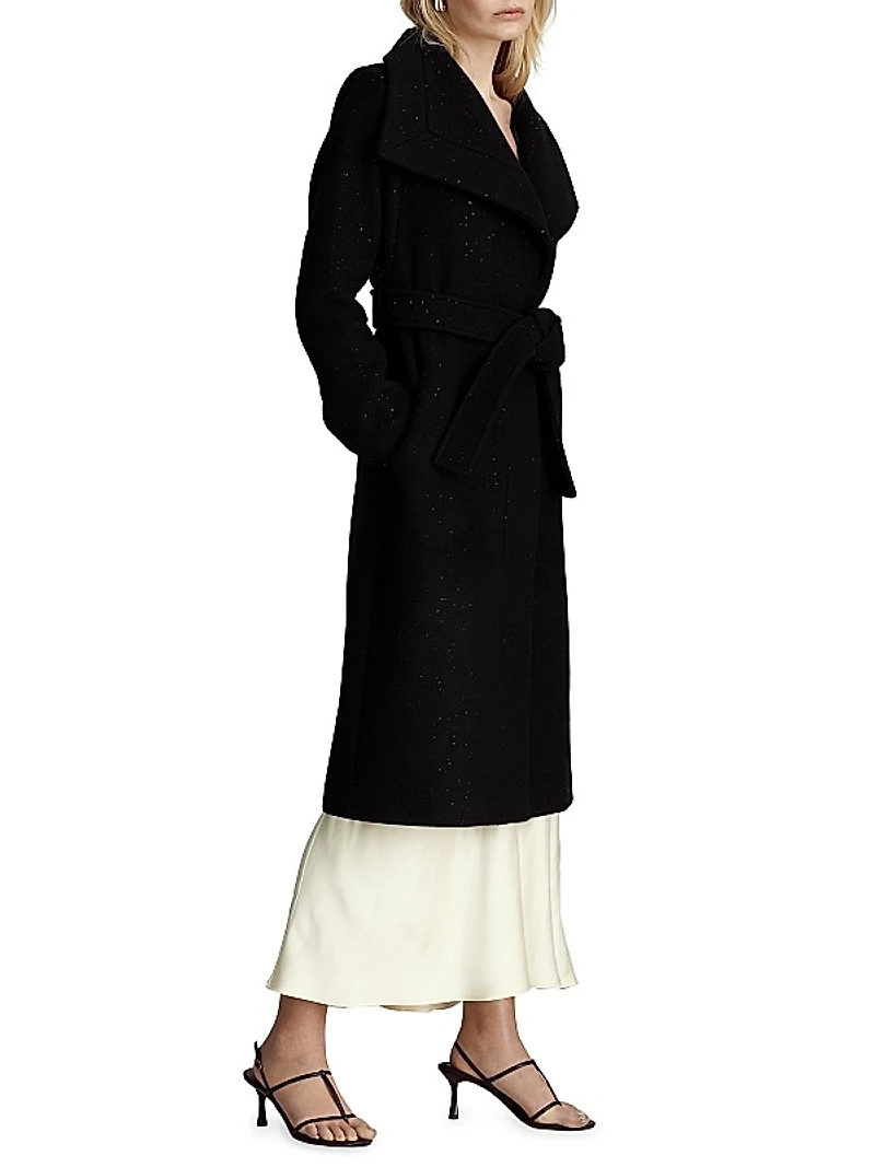 Gisele Sequined Wool-Blend Maxi Coat