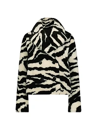 Madrid Striped Wool Faux Fur Jacket