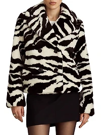 Madrid Striped Wool Faux Fur Jacket