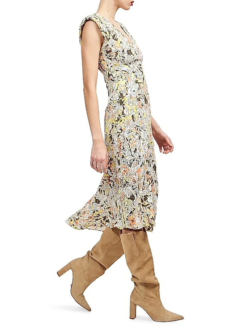 Nadia Floral Silk Midi-Dress