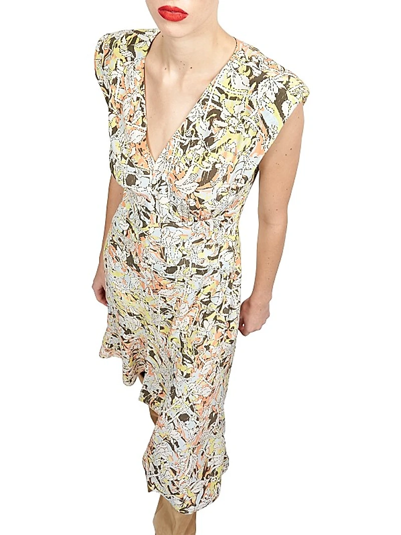 Nadia Floral Silk Midi-Dress