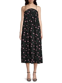 Floral Silk Jersey Midi Dress