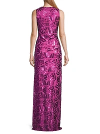 Social Occasion Fan Sequined Column Gown