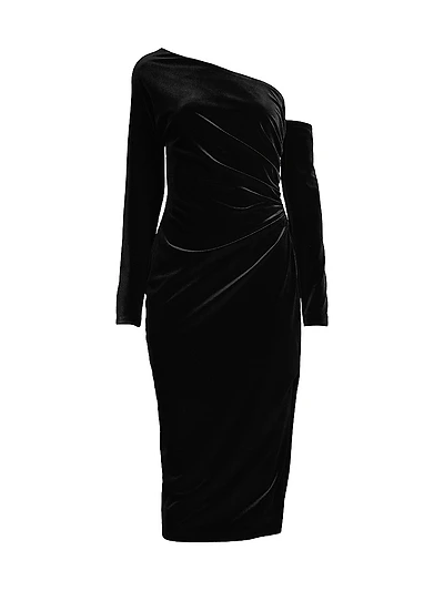 Social Occasion Asymmetric Velvet Cocktail Dress