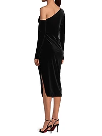 Social Occasion Asymmetric Velvet Cocktail Dress