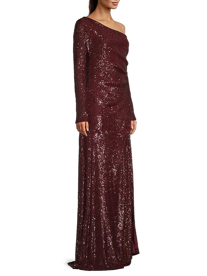 Social Occasion Asymmetric Sequined Gown