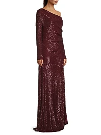 Social Occasion Asymmetric Sequined Gown