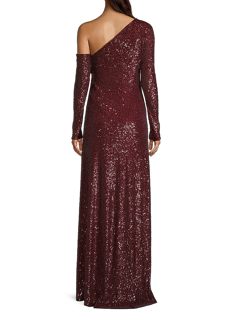 Social Occasion Asymmetric Sequined Gown