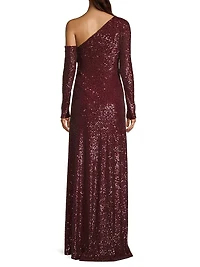 Social Occasion Asymmetric Sequined Gown