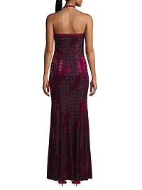 Social Occasion Burnout Velvet Halterneck Maxidress