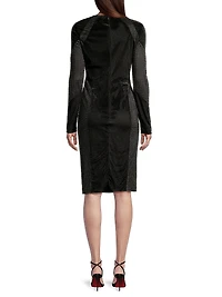 Social Occasion Velvet & Mesh Cocktail Dress