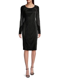 Social Occasion Velvet & Mesh Cocktail Dress