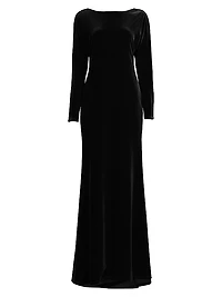 Social Occasion Jewel Back Velvet Gown