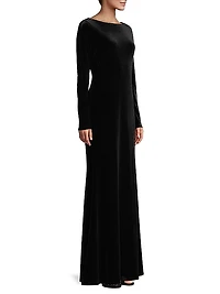 Social Occasion Jewel Back Velvet Gown