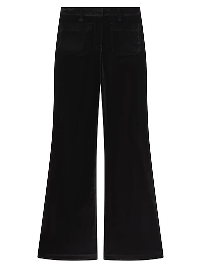 Isa Cotton-Blend Velvet Flared Pants