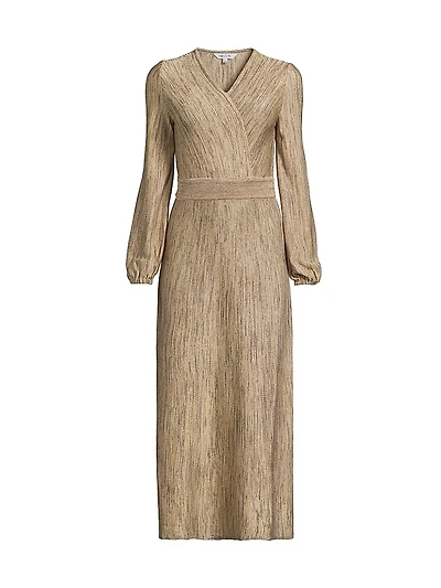 Jacquard Surplice Heritage-FIt Maxi Dress