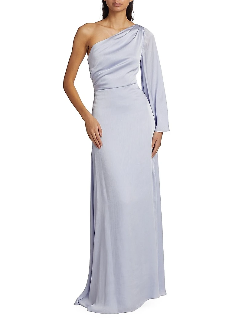 Keely One-Shoulder Satin Gown