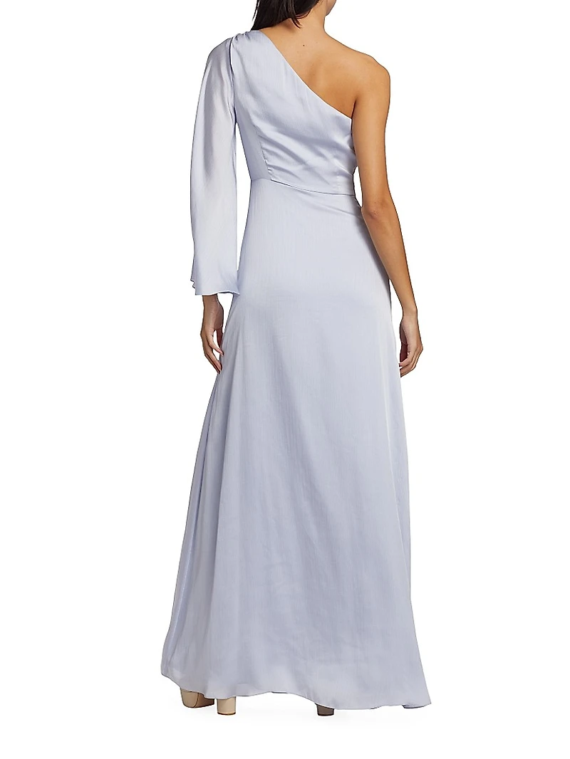 Keely One-Shoulder Satin Gown