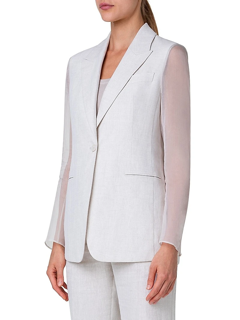 Tiziano Single-Breasted Linen Jacket