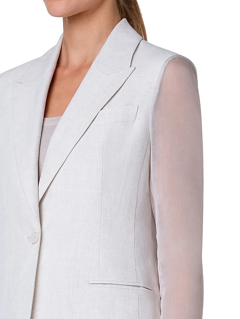 Tiziano Single-Breasted Linen Jacket