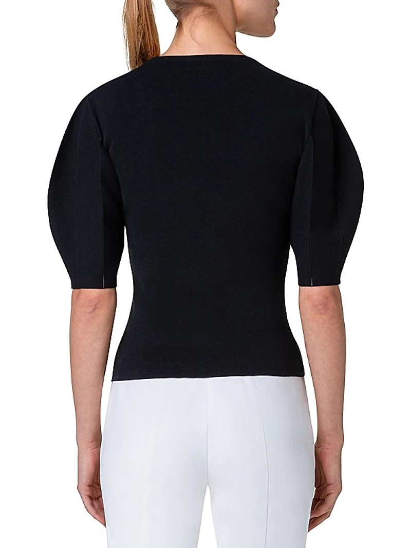 Silk-Blend Puff-Sleeve Blouse