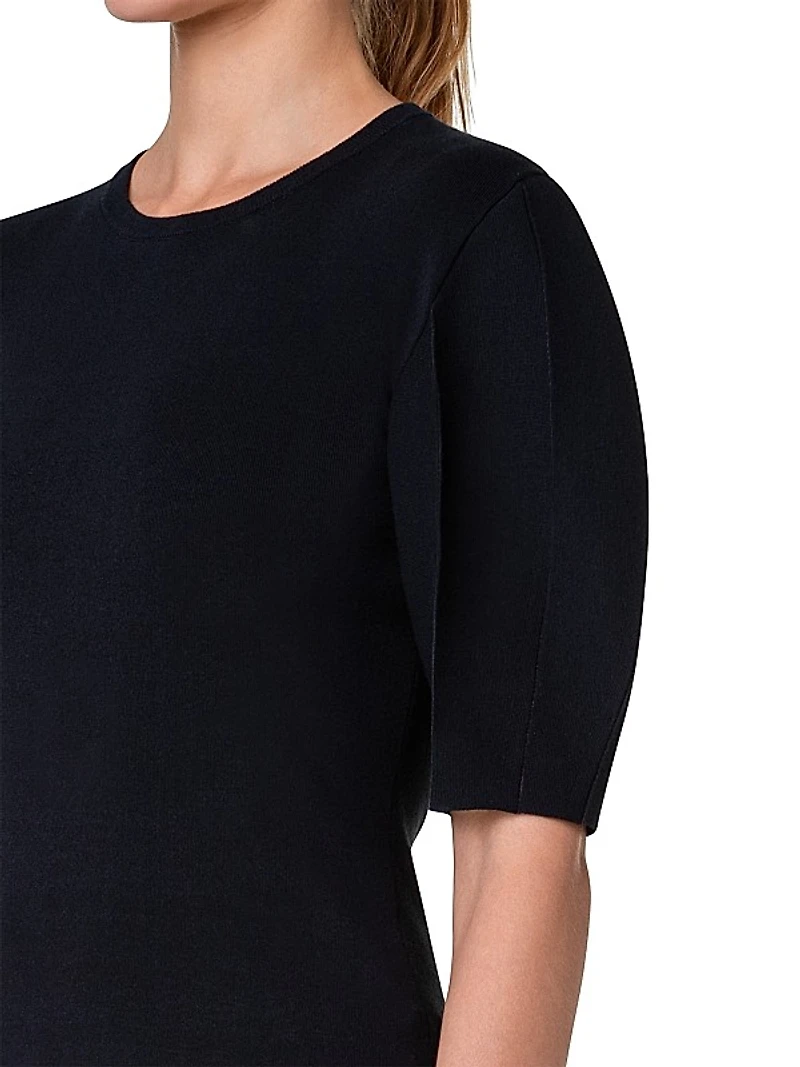 Silk-Blend Puff-Sleeve Blouse
