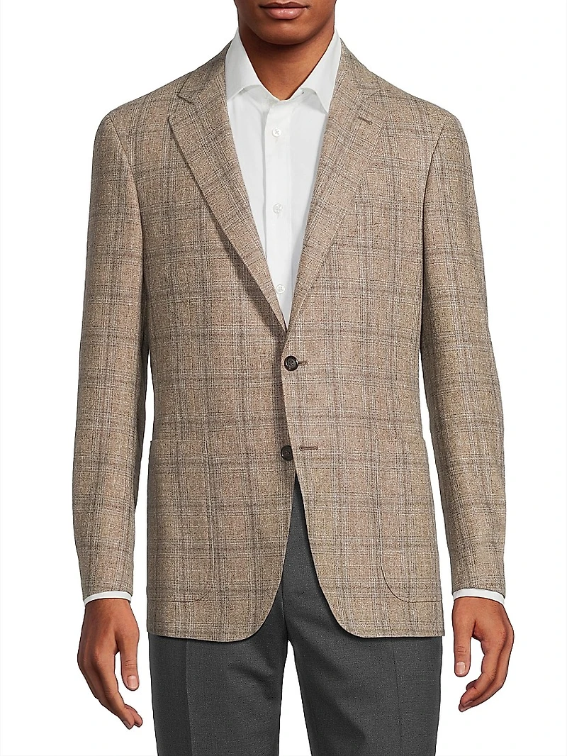 Kei Plaid Wool-Cashmere Sportcoat