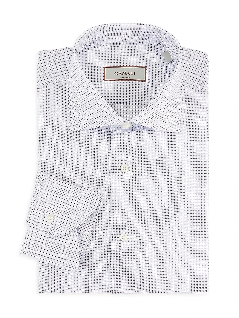 Modern-Fit Grid Print Dress Shirt