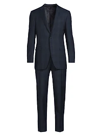 Milano Textured Plaid Wool Suit