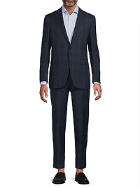 Milano Textured Plaid Wool Suit