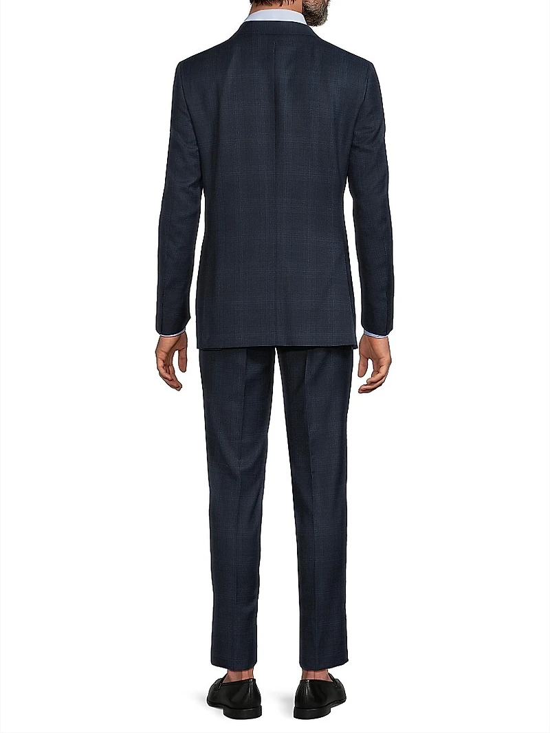 Milano Textured Plaid Wool Suit