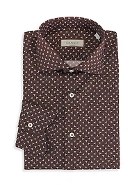 Modern-Fit Abstract Bird Print Dress Shirt