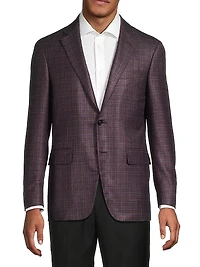 Kei Plaid Silk-Cashmere Single-Breasted Sport Coat