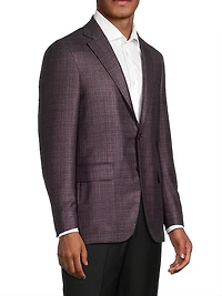 Kei Plaid Silk-Cashmere Single-Breasted Sport Coat