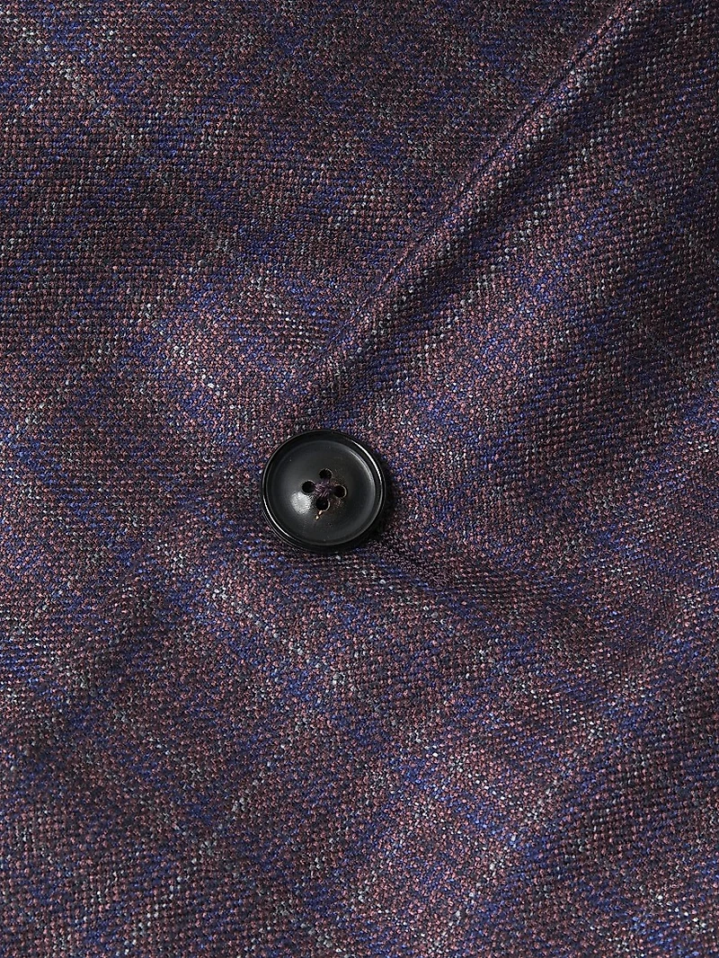 Kei Plaid Silk-Cashmere Single-Breasted Sport Coat