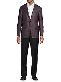 Kei Plaid Silk-Cashmere Single-Breasted Sport Coat