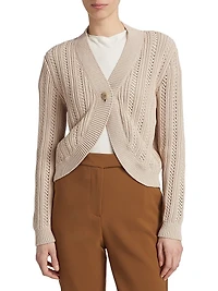 COLLECTION Crochet Pointelle Bolero Cardigan