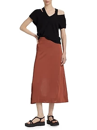 Sheer A-Line Midi-Skirt
