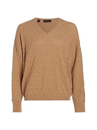 COLLECTION Pointelle V-Neck Cashmere Sweater