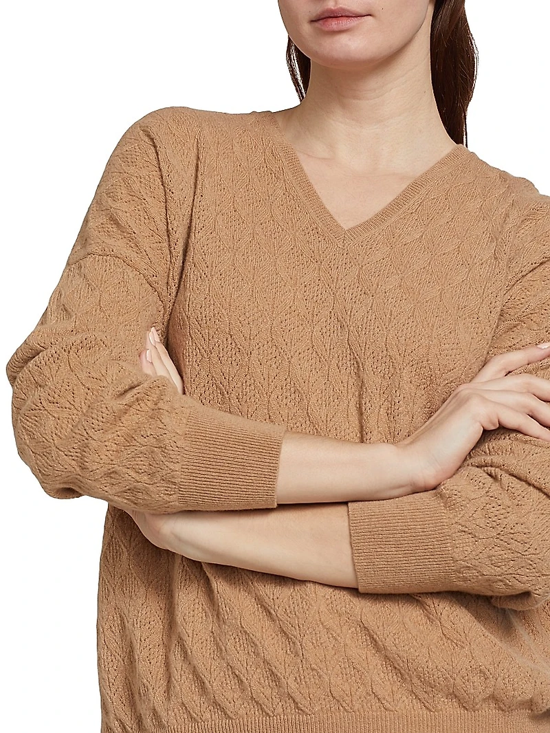 COLLECTION Pointelle V-Neck Cashmere Sweater