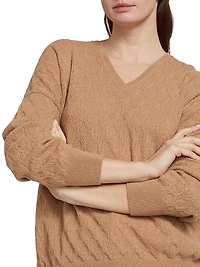 COLLECTION Pointelle V-Neck Cashmere Sweater