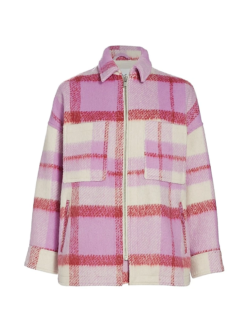 Ophelia Wool-Blend Plaid Shirt Jacket