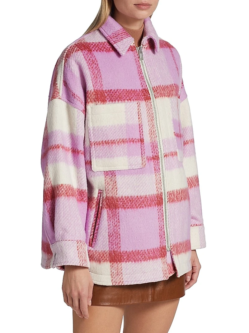 Ophelia Wool-Blend Plaid Shirt Jacket