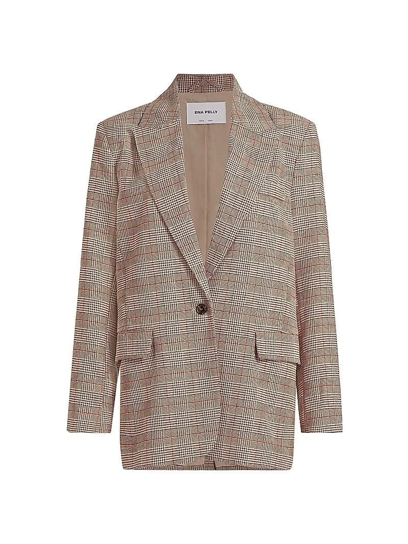 Elena Plaid Boyfriend Blazer