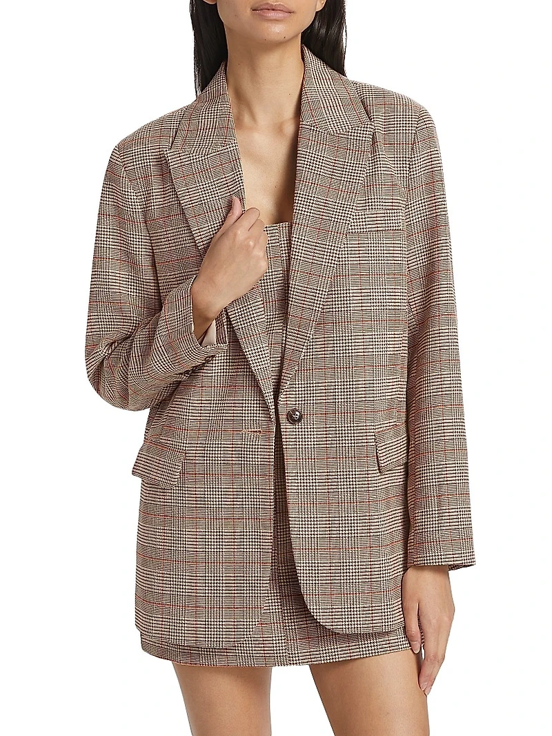 Elena Plaid Boyfriend Blazer