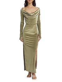 Draped Velvet Maxi Dress