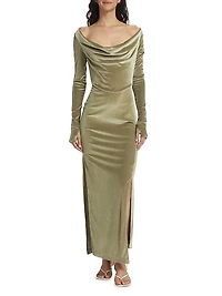 Draped Velvet Maxi Dress