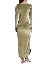 Draped Velvet Maxi Dress