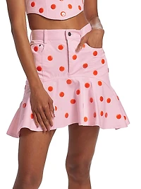 Polka Dot Ruffle Miniskirt
