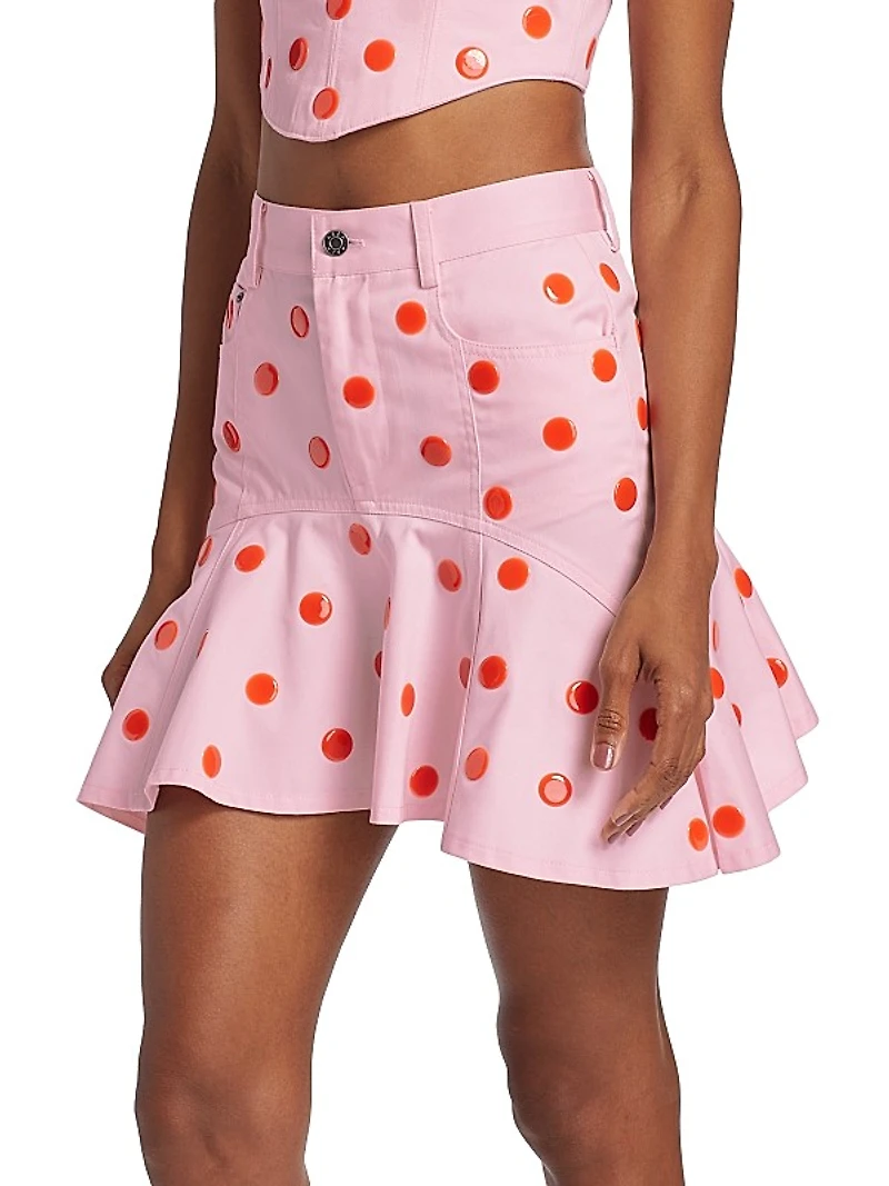 Polka Dot Ruffle Miniskirt